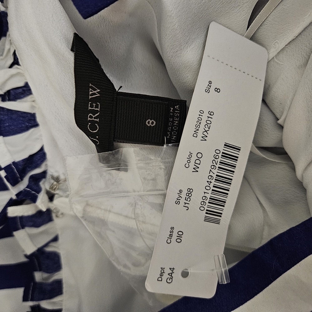 J. Crew Blue and White Ruffled Tie Front Maxi Dress - Picture 3 of 5